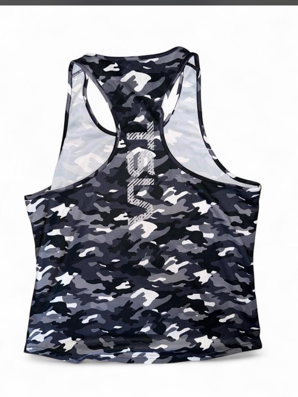 Black and Gray Camo Racerback Swim Tank